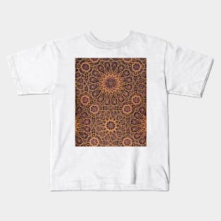 Brown Gold Star Circle Arab Geometric Pattern 1800s French Kids T-Shirt